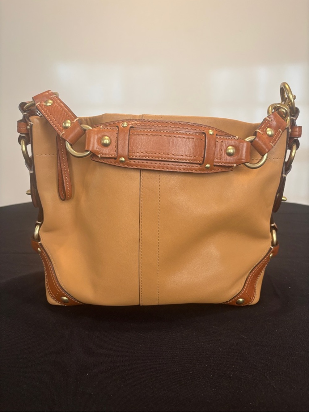 Coach Carly Two-Tone Brown Leather Shoulder Bag with Dust Bag - Picture 2 of 8